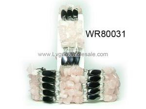 36inch Rose Quartz Chip Magnetic Wrap Bracelet Necklace All in One Set